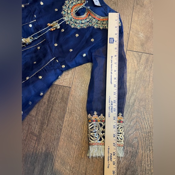 Maria B Girls Formal Dress NWOT Sz 6–8 Navy Blue Embroidered Eid/Wedding Outfit - Picture 11 of 11